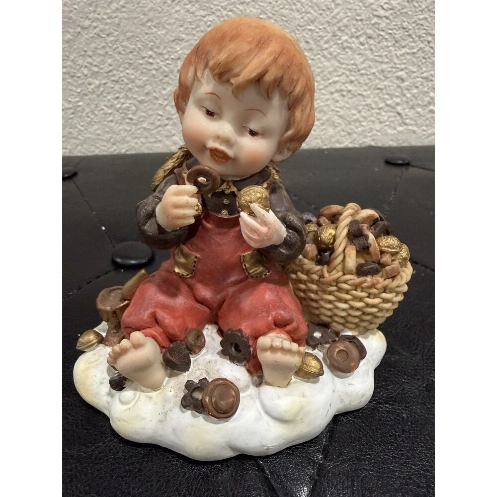 Angel Christmas Figurines Set of 2 Hand Painted Ceramic Holiday Decor